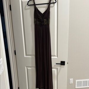 NWT SKY Elegant Brown Maxi Dress sz s